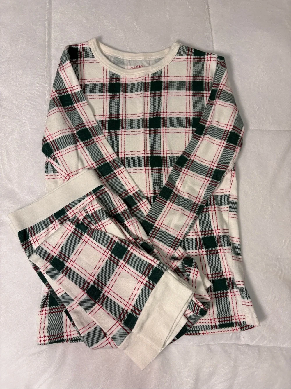 Wondershop White, Green & Red Plaid Kids Pajama Set